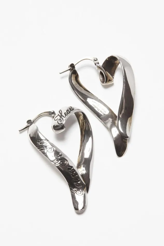 Acne Studios Heart Hoops Antique Silver Woman Jewellery