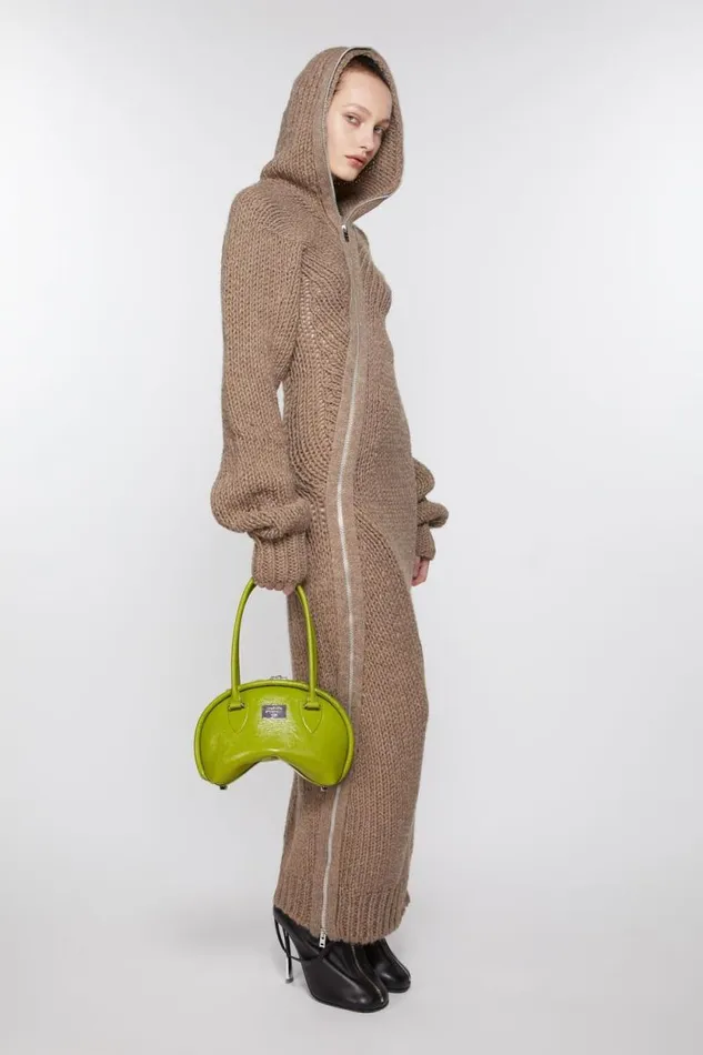 Acne Studios Hooded Wool Dress Camel Beige Woman Dresses