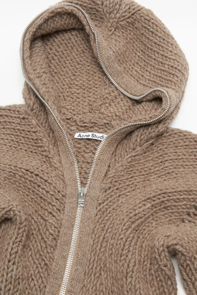 Acne Studios Hooded Wool Dress Camel Beige Woman Dresses