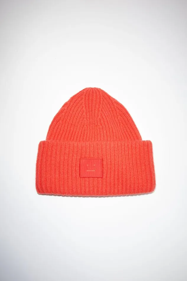 Acne Studios Large Face Logo Beanie Sharp Red Man Hats