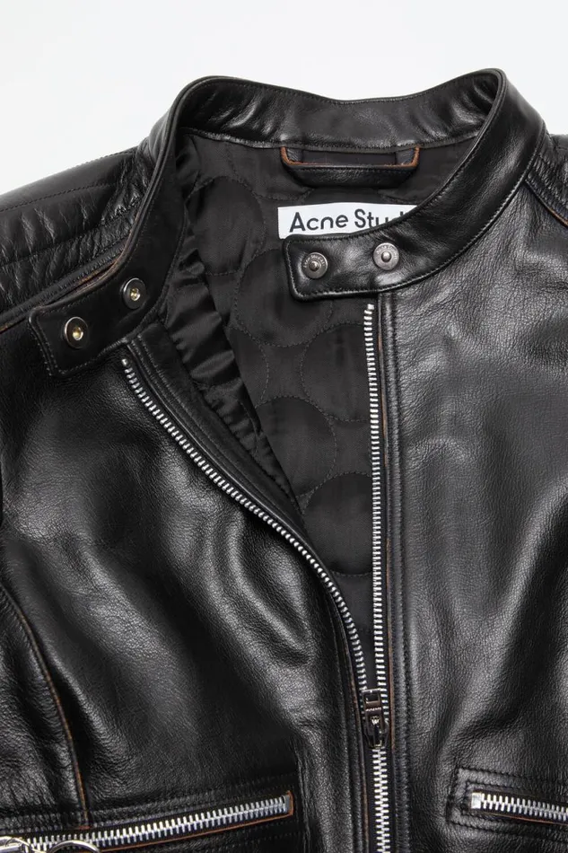 Acne Studios Leather Biker Jacket Black Woman Outerwear