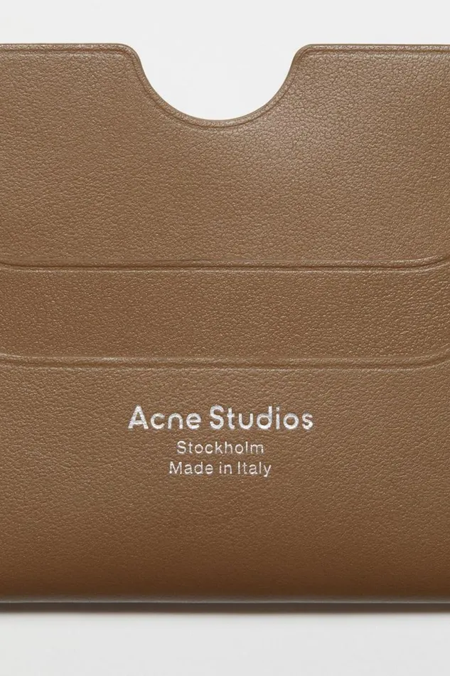 Acne Studios Leather Card Holder Camel Brown Woman Small Leather Goods