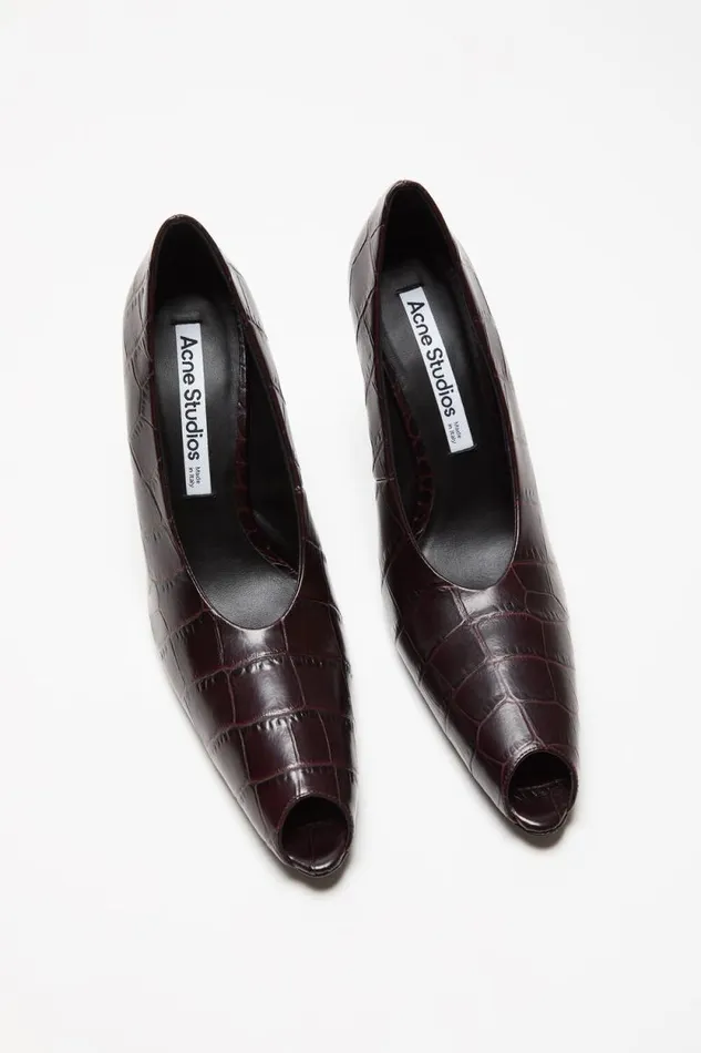 Acne Studios Leather Open Toe Heels Chocolate Brown Woman Shoes