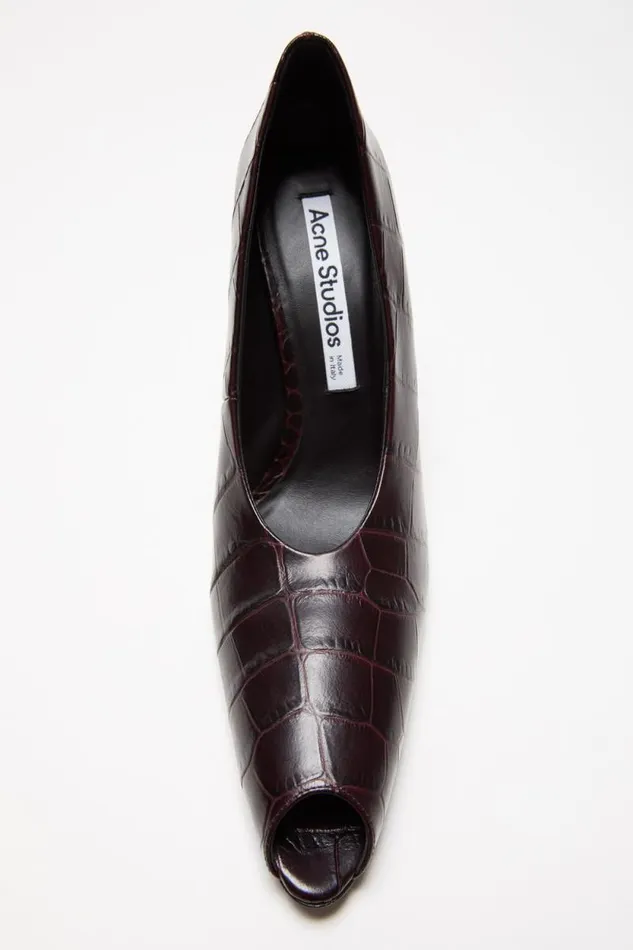 Acne Studios Leather Open Toe Heels Chocolate Brown Woman Shoes