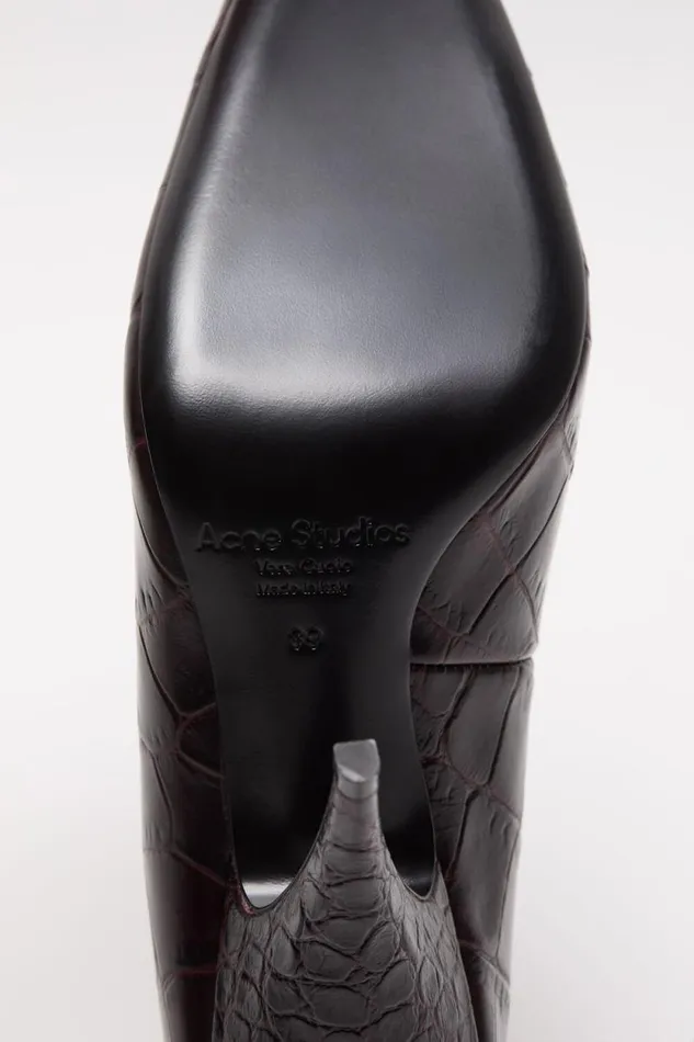 Acne Studios Leather Open Toe Heels Chocolate Brown Woman Shoes