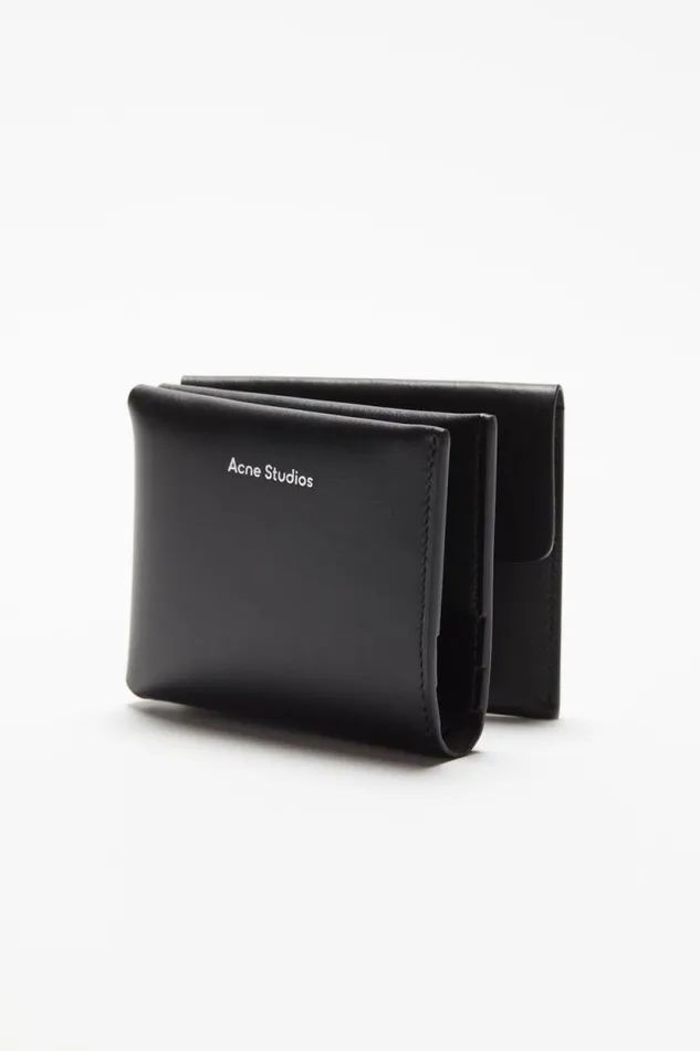 Acne Studios Leather Trifold Wallet Black Man Small Leather Goods