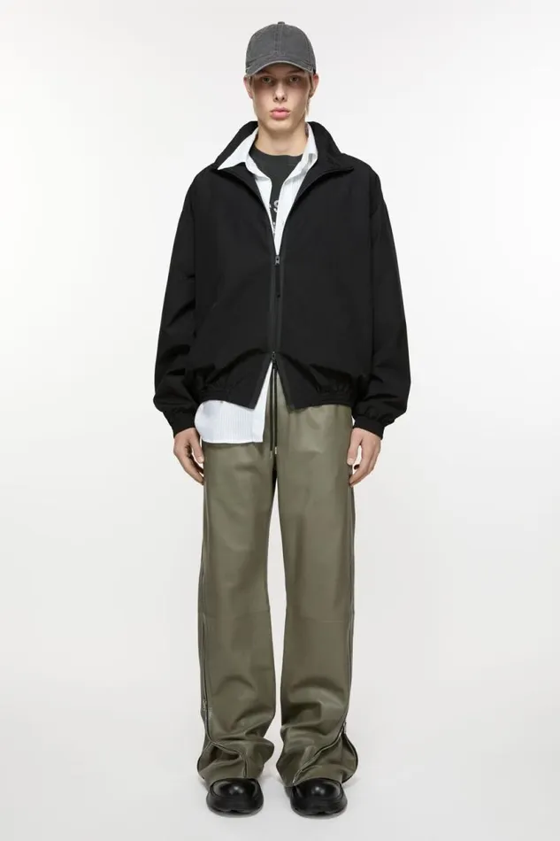Acne Studios Leather Trousers Dusty Green Man Trousers