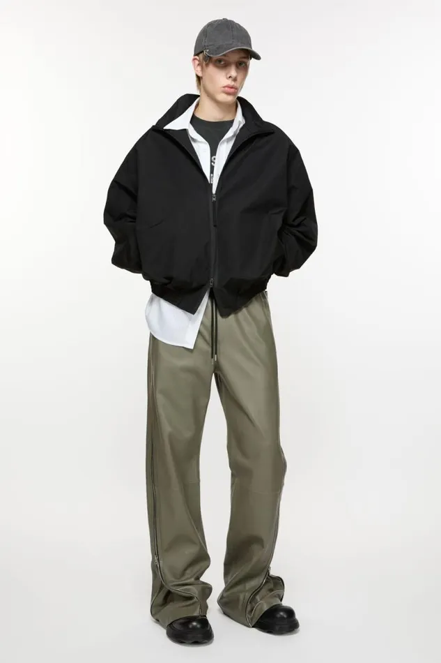 Acne Studios Leather Trousers Dusty Green Man Trousers