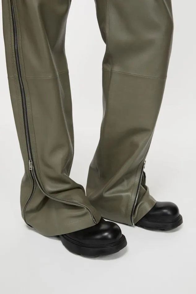 Acne Studios Leather Trousers Dusty Green Man Trousers