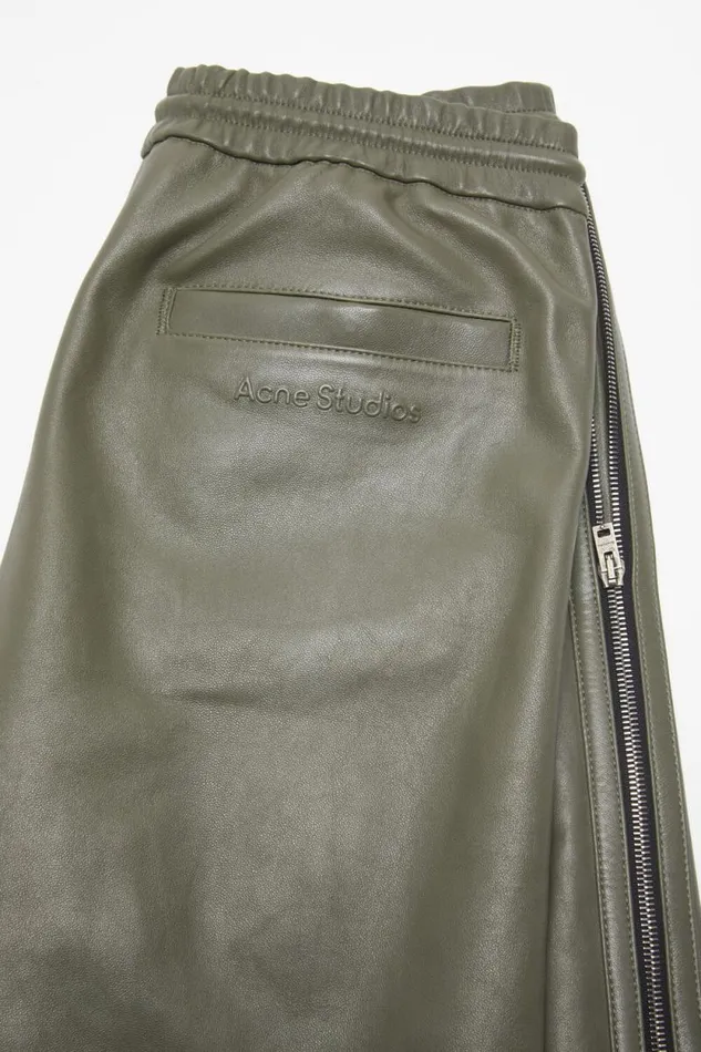 Acne Studios Leather Trousers Dusty Green Man Trousers