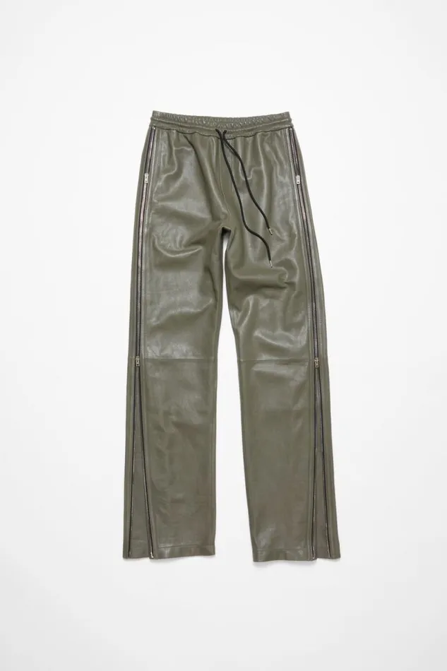 Acne Studios Leather Trousers Dusty Green Man Trousers