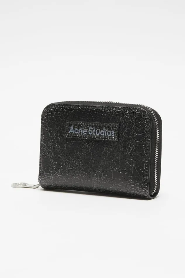 Acne Studios Leather Zip Wallet Black Man Small Leather Goods