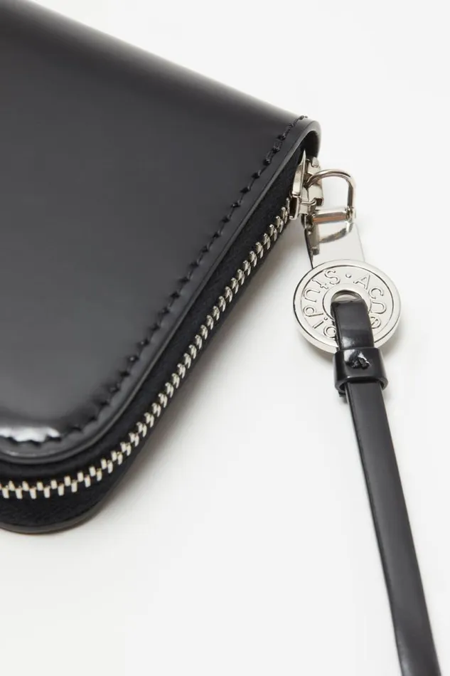 Acne Studios Leather Zip Wallet Black Man Small Leather Goods