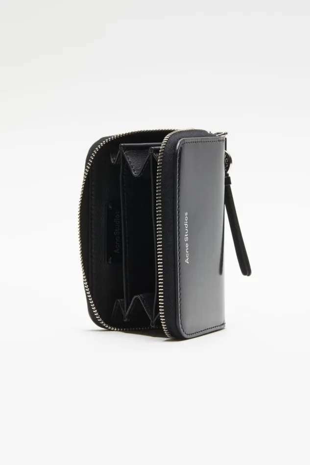 Acne Studios Leather Zip Wallet Black Man Small Leather Goods