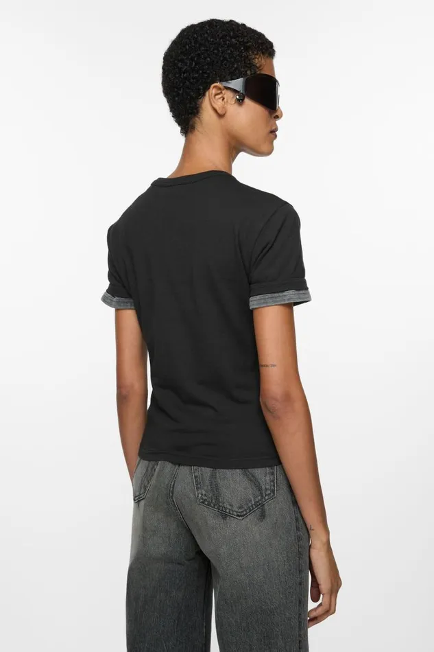 Acne Studios Logo Tshirt 8211 Fitted Fit Faded Black Woman Tshirts