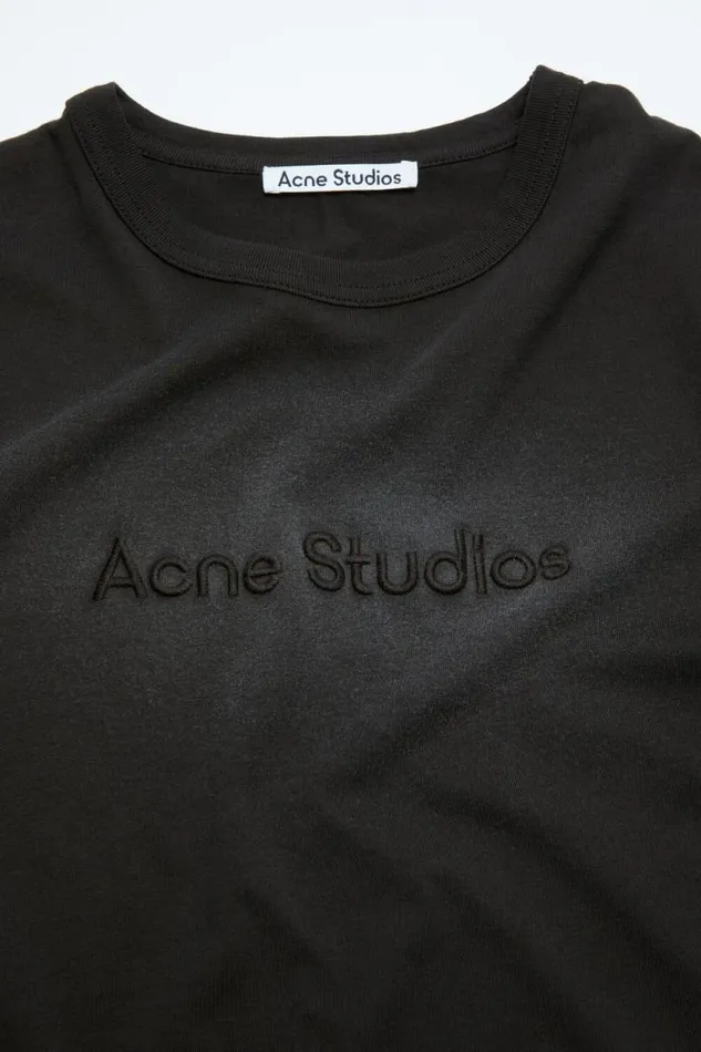 Acne Studios Logo Tshirt 8211 Fitted Fit Faded Black Woman Tshirts