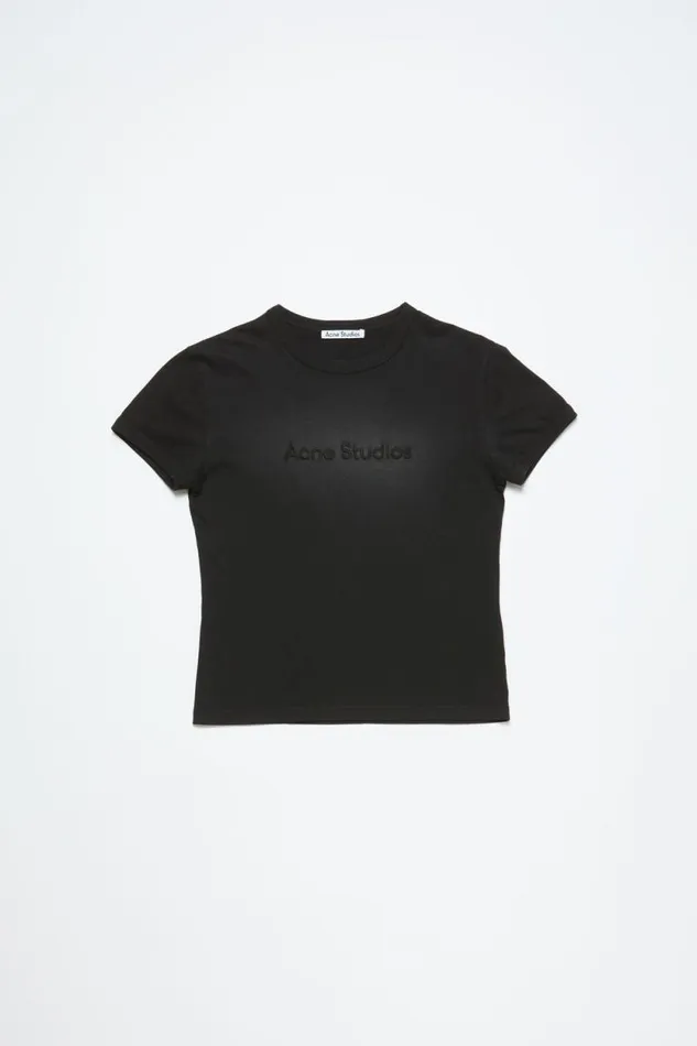 Acne Studios Logo Tshirt 8211 Fitted Fit Faded Black Woman Tshirts
