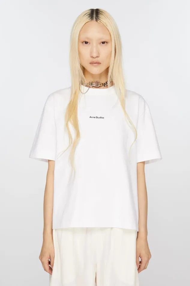 Acne Studios Logo Tshirt Optic White Woman Tshirts