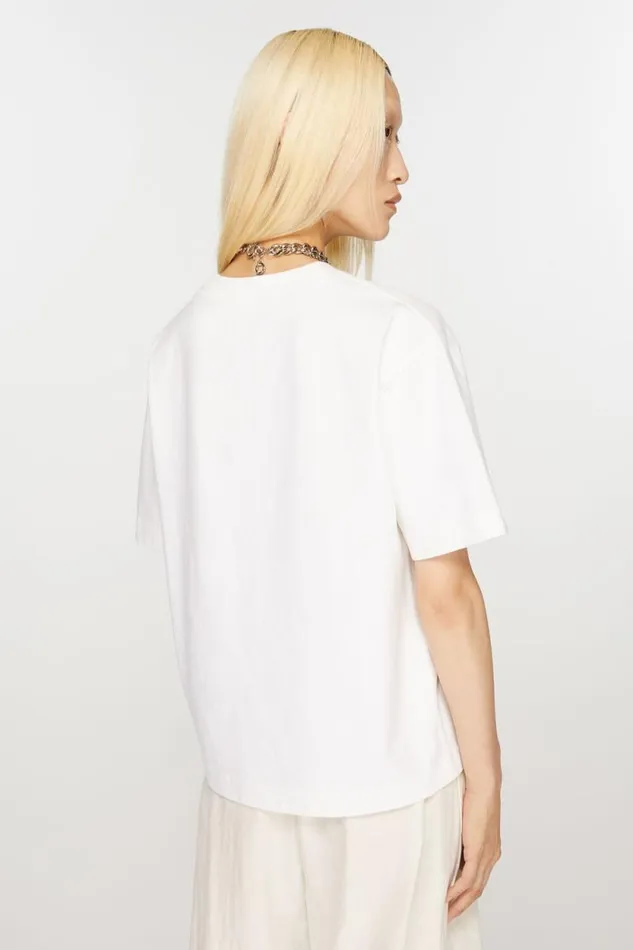 Acne Studios Logo Tshirt Optic White Woman Tshirts