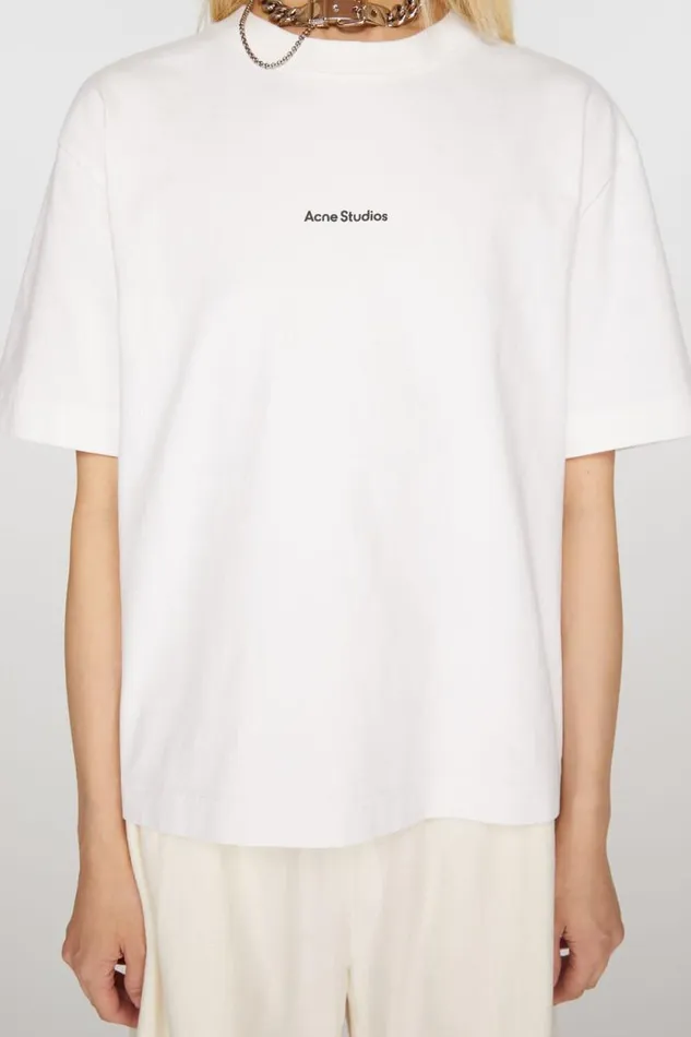 Acne Studios Logo Tshirt Optic White Woman Tshirts