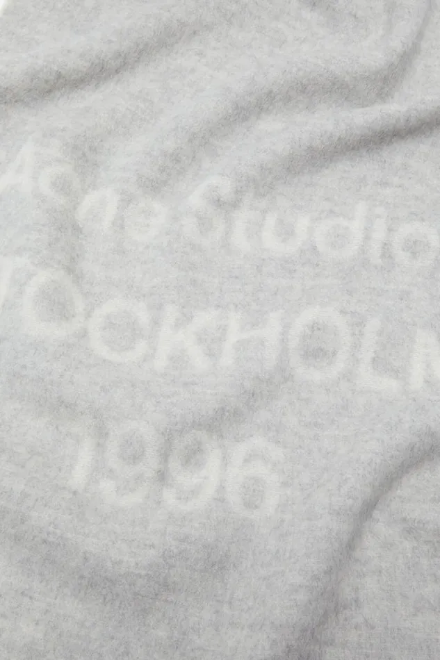Acne Studios Logo Wool Scarf Light Grey Melange White Man Scarves