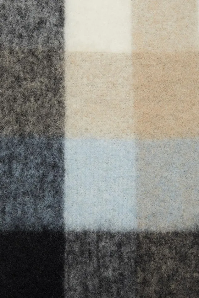 Acne Studios Mohair Checked Scarf Bluebeigeblack Man Scarves