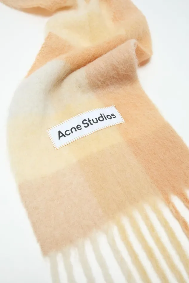 Acne Studios Mohair Checked Scarf Peachwhitebeige Woman Scarves