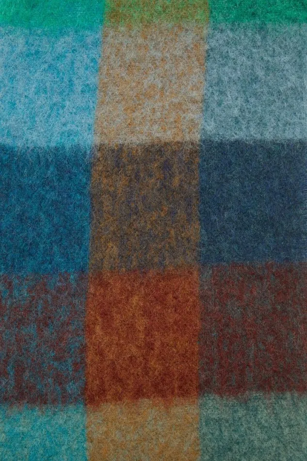 Acne Studios Mohair Checked Scarf Turquoisecamelblue Man Scarves