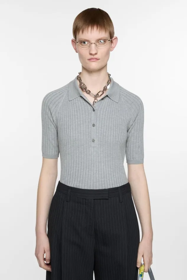 Acne Studios Polo Silk Tshirt Grey Woman Knitwear