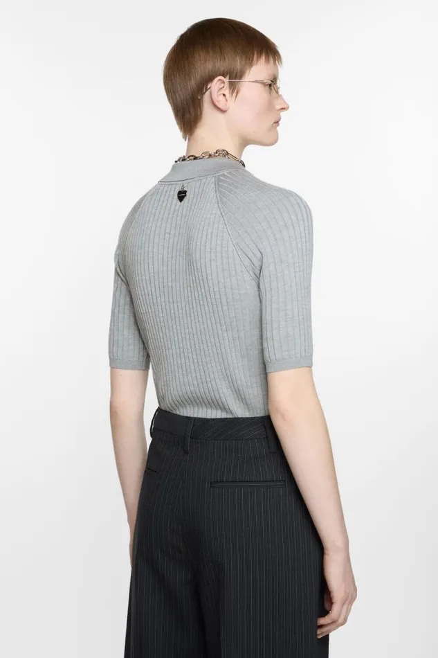 Acne Studios Polo Silk Tshirt Grey Woman Knitwear