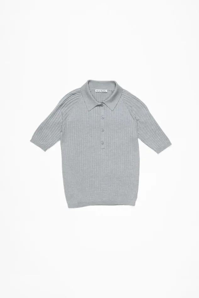 Acne Studios Polo Silk Tshirt Grey Woman Knitwear