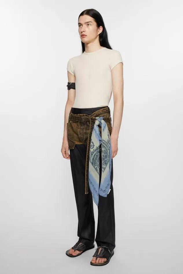 Acne Studios Print Light Wool Scarf Dusty Beigelight Blue Man Scarves