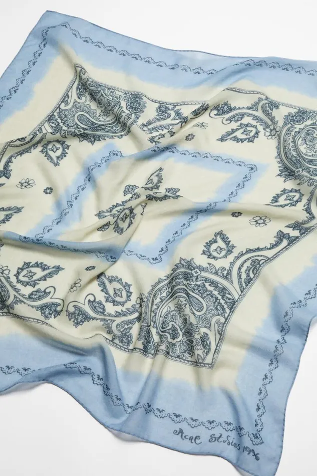 Acne Studios Print Light Wool Scarf Dusty Beigelight Blue Man Scarves