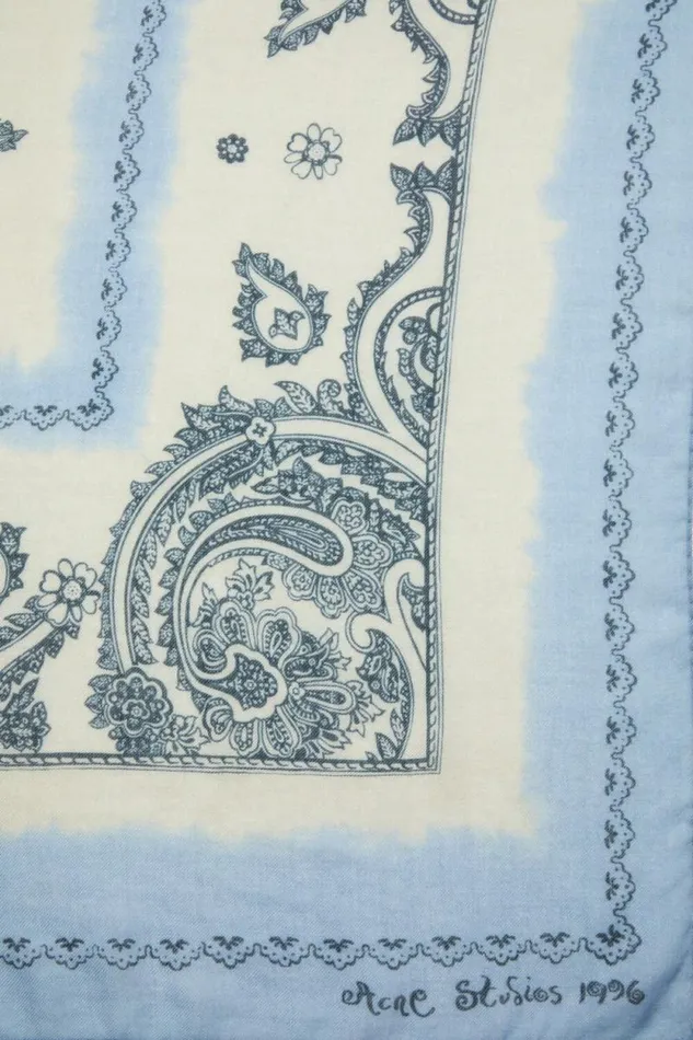 Acne Studios Print Light Wool Scarf Dusty Beigelight Blue Man Scarves