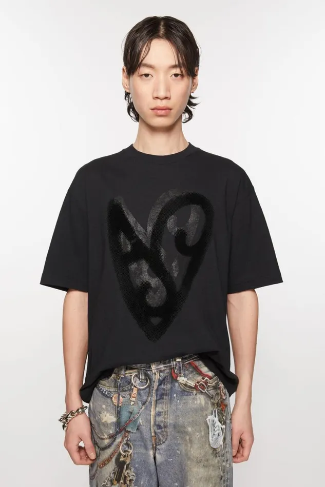 Acne Studios Printed Tshirt Black Man Tshirts