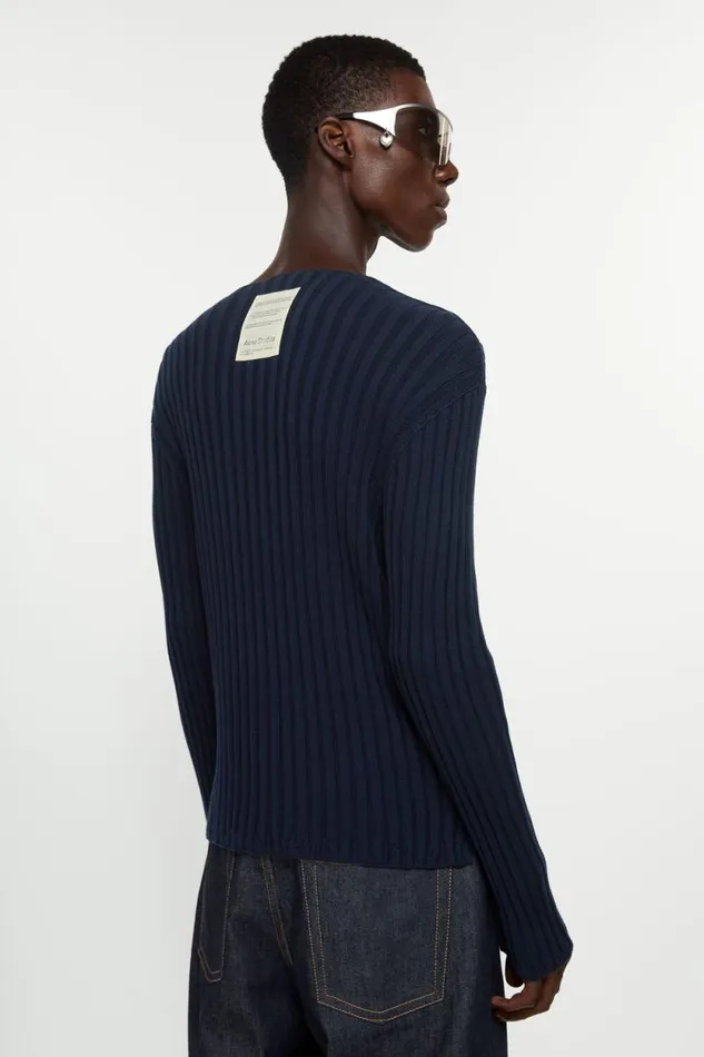 Acne Studios Ribbed Jumper Navynavy Man Knitwear
