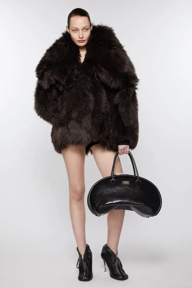 Acne Studios Shearling Fur Coat Dark Brown Woman Outerwear