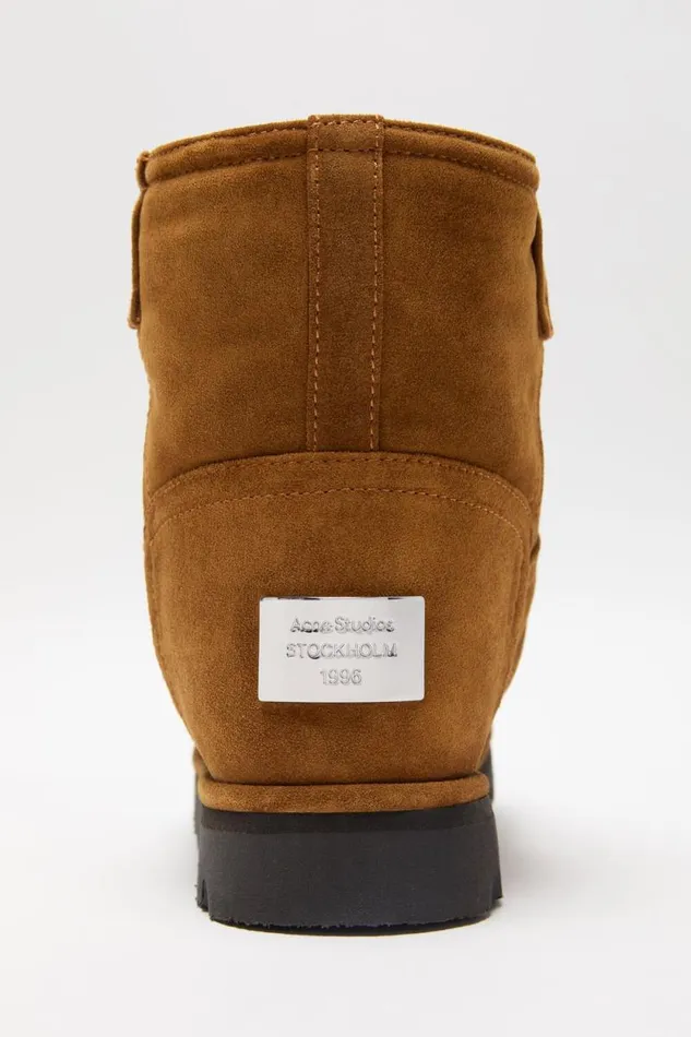 Acne Studios Shearling Leather Boots Tobacco Brown Woman Shoes
