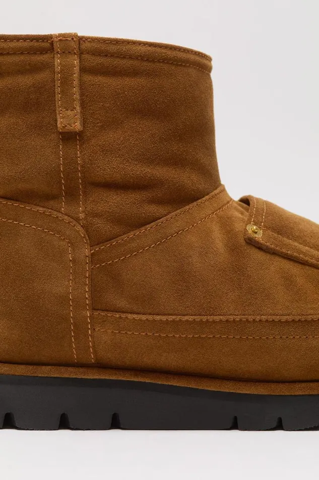 Acne Studios Shearling Leather Boots Tobacco Brown Woman Shoes