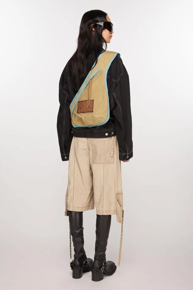 Acne Studios Sling Backpack Beigeblue Man Bags