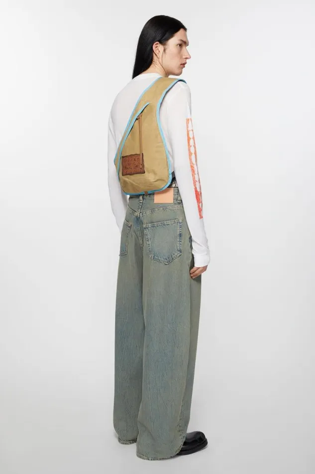 Acne Studios Sling Backpack Beigeblue Man Bags