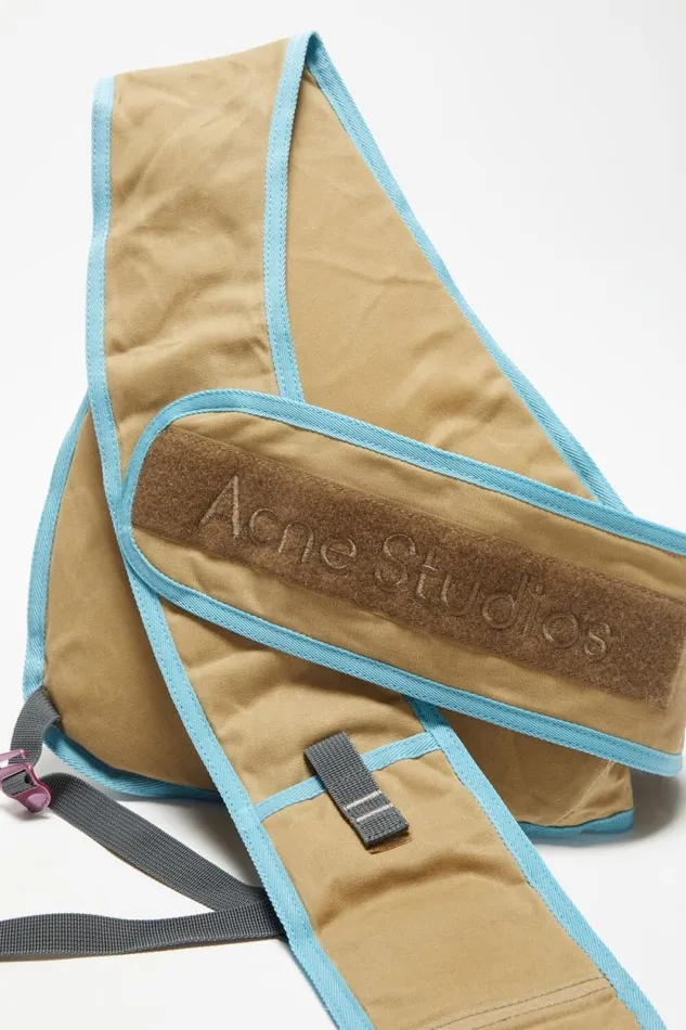 Acne Studios Sling Backpack Beigeblue Man Bags