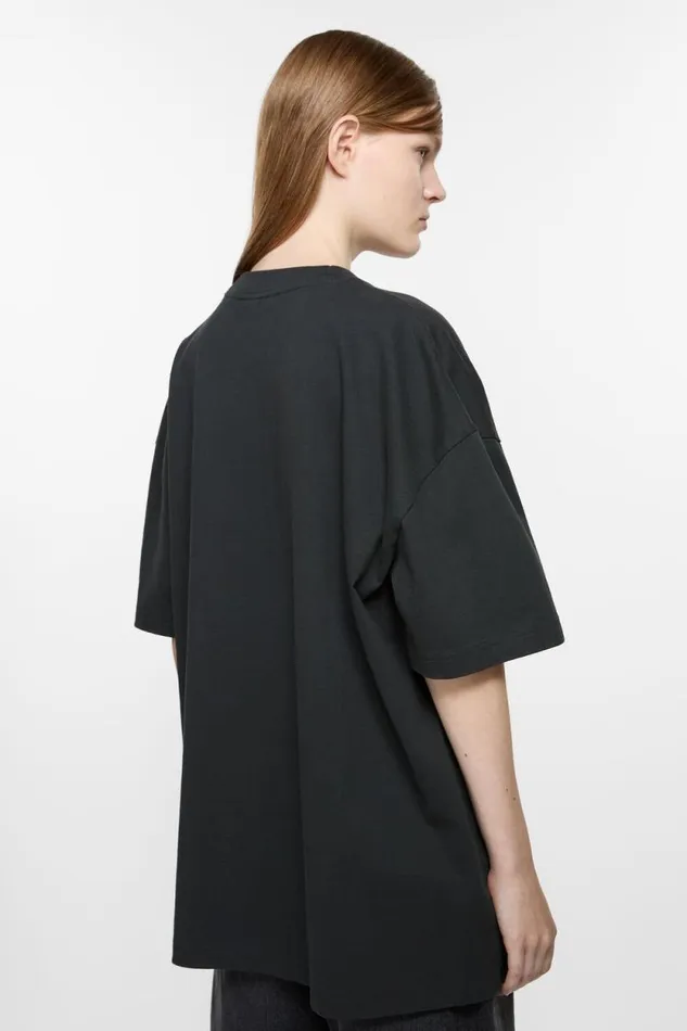 Acne Studios Tshirt Logo 8211 Relaxed Unisex Fit Black Woman Tshirts