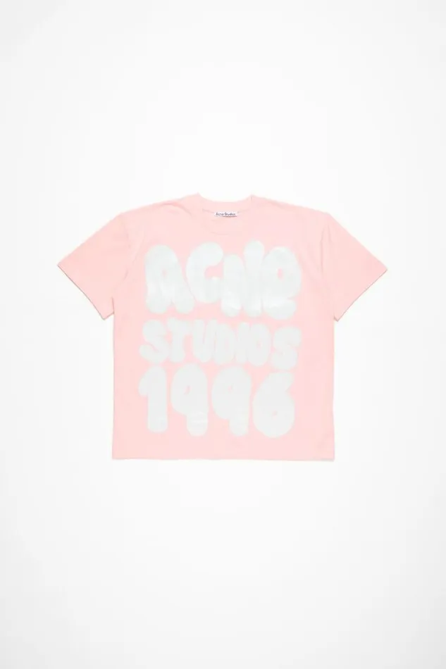 Acne Studios Tshirt Logo 8211 Relaxed Unisex Fit Innocent Pink Woman Tshirts