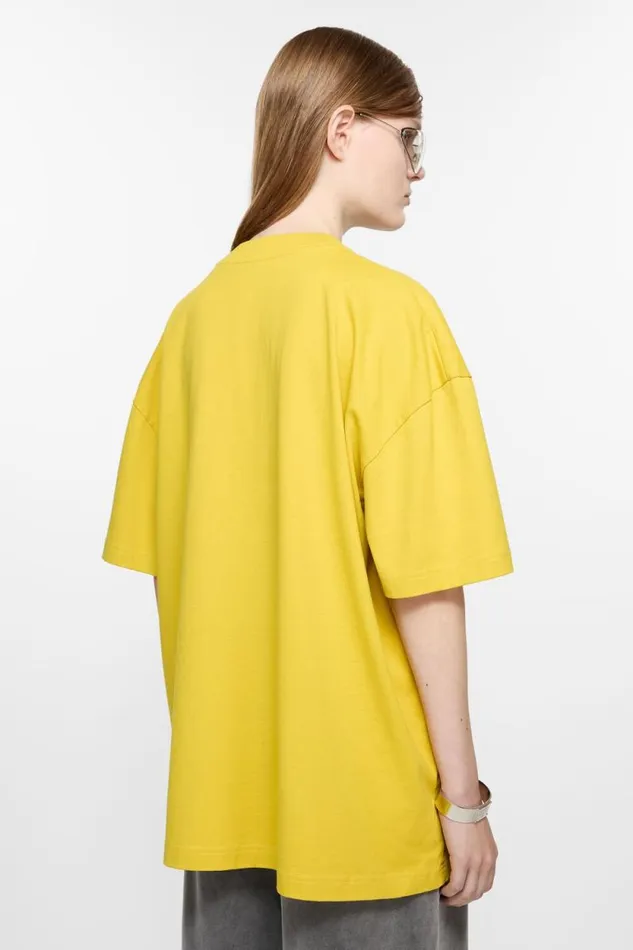 Acne Studios Tshirt Logo 8211 Relaxed Unisex Fit Mustard Yellow Woman Tshirts
