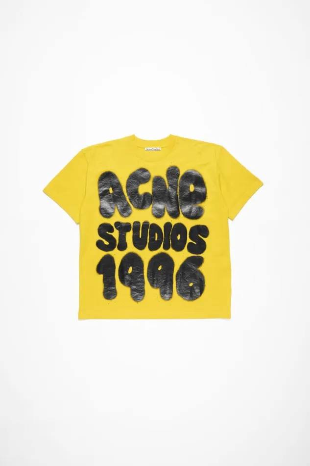 Acne Studios Tshirt Logo 8211 Relaxed Unisex Fit Mustard Yellow Woman Tshirts