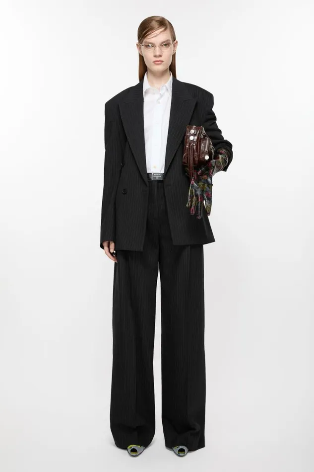 Acne Studios Tailored Pinstripe Trousers Black Woman Trousers