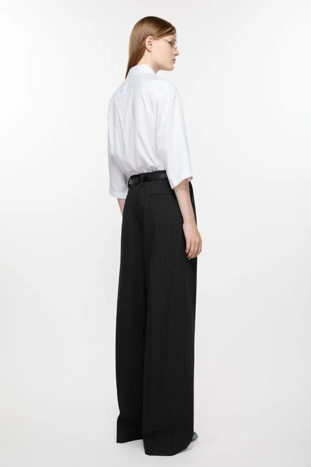Acne Studios Tailored Pinstripe Trousers Black Woman Trousers