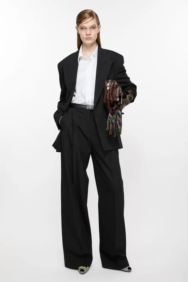 Acne Studios Tailored Pinstripe Trousers Black Woman Trousers