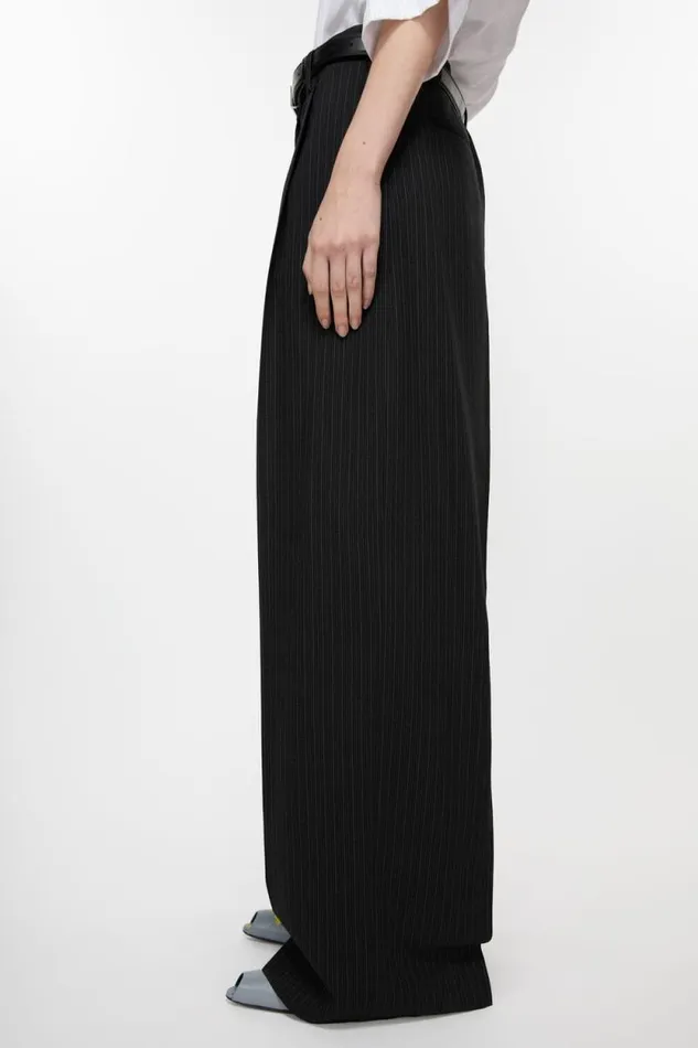 Acne Studios Tailored Pinstripe Trousers Black Woman Trousers